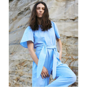 Apiece Apart Nueva Chambray Jumpsuit Blue‎ Organic Cotton Sz 2 Women's